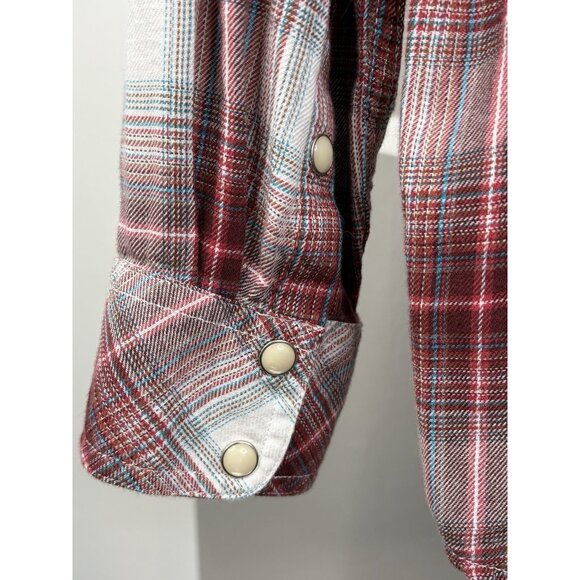 Ariat Real Laramie Western Red Plaid Flannel Shirt Women’s XL Full Snap - Picture 6 of 15